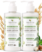 Tree to Tub unscented lotion bottle provides gentle hydration for dry skin.