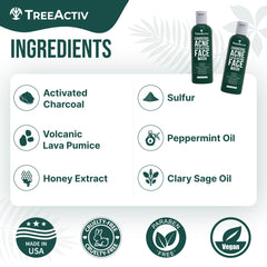 TreeActiv Charcoal Face Wash 2-pack display for long-lasting skin care
