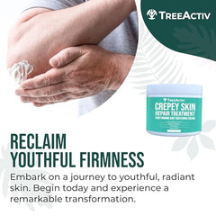 TreeActiv Crepey-Skin Repair Cream with glycolic acid close-up for texture refinement benefits.