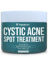 TreeActiv cystic acne spot treatment bottle front label for targeted care
