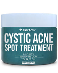 TreeActiv cystic acne spot treatment bottle front label for targeted care