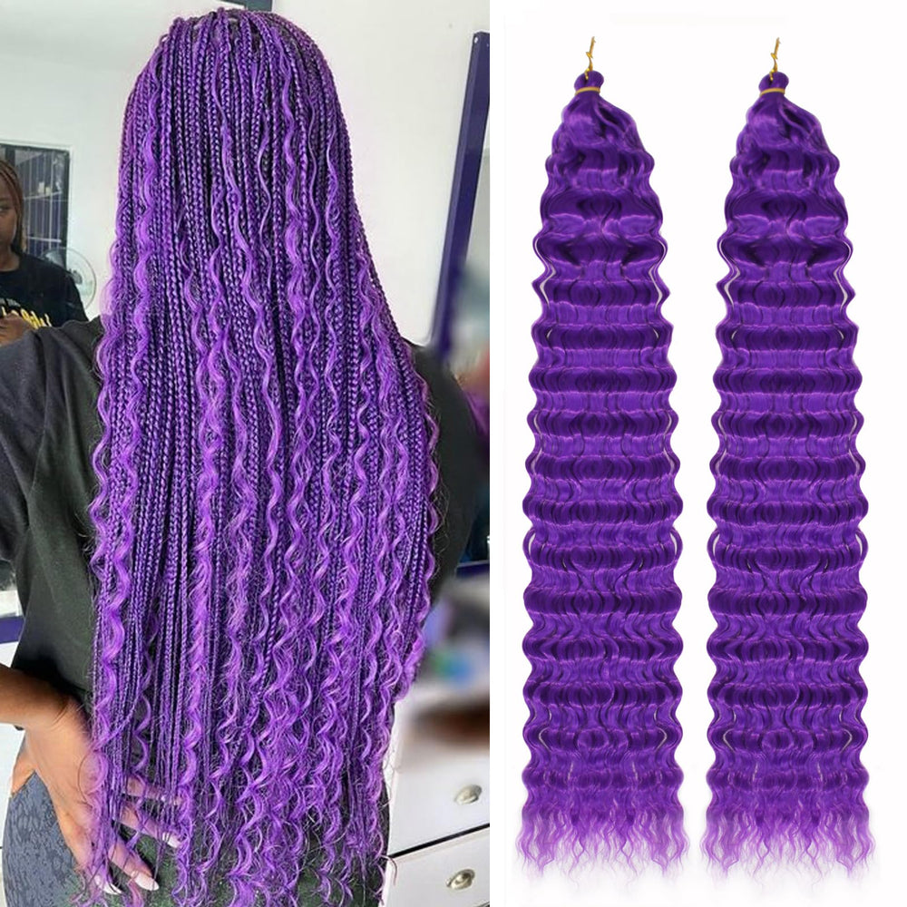 Trekci Ocean Wave crochet hair 24inch purple texture, soft, natural-looking for daily wear.