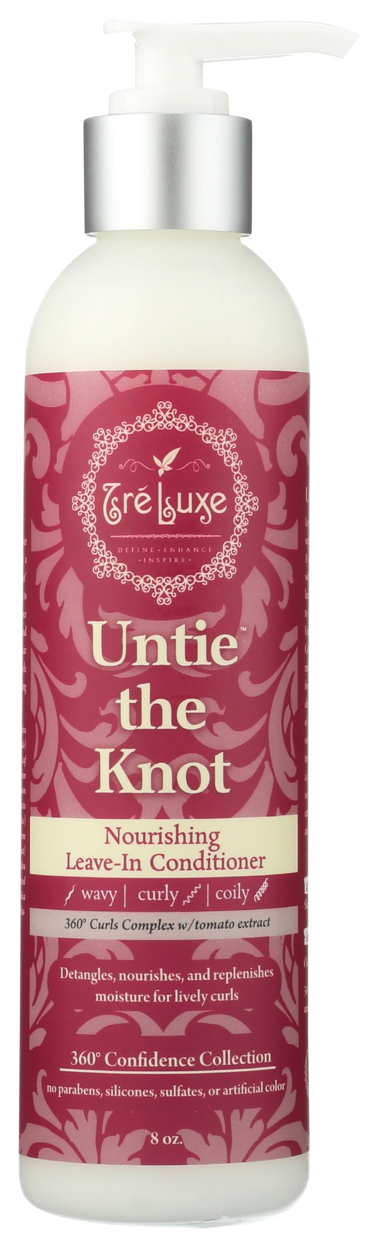 Treluxe Untie The Knot leave-in conditioner bottle front for detangling
