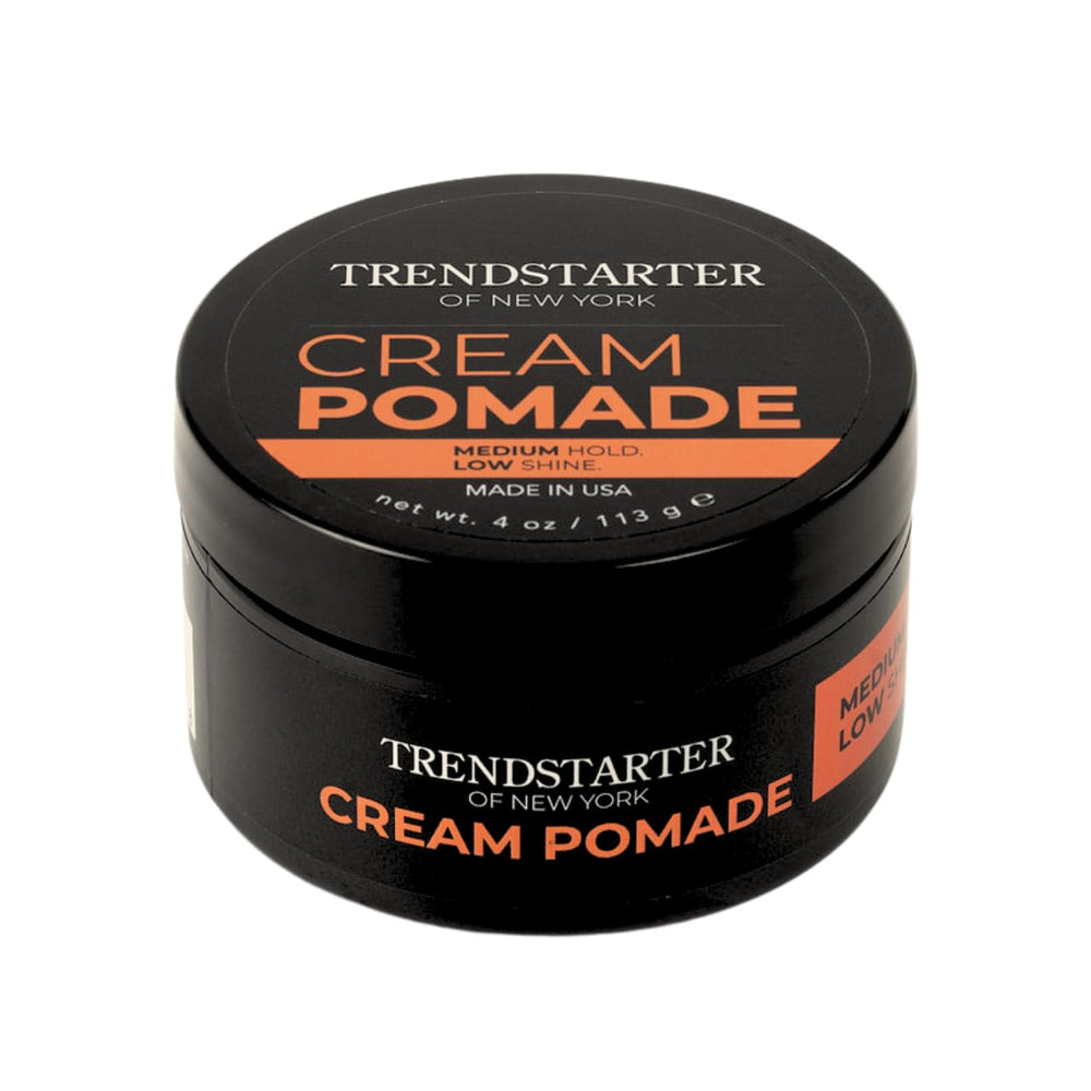 TRENDSTARTER Cream Pomade jar closeup for versatile styling and medium hold