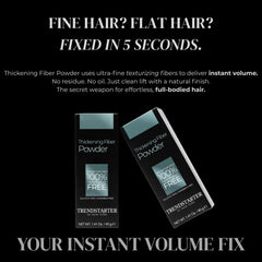 Hair with TRENDSTARTER Thickening Fiber Powder showing added volume.