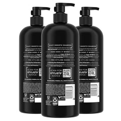 TRESemmé Argon Oil Blend Shampoo highlighting moisturized, frizz-free strands after washing