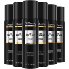 TRESemmé Dry Texture Finishing Spray bottle front view shows matte, flexible texture and tousled styles