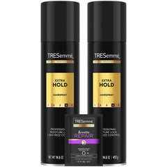 TRESemmé Extra Hold hairspray two-pack bottles for long-lasting style.