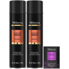 TRESemmé Ultra Fine Hold hairspray 2-pack locks styles with a light mist.