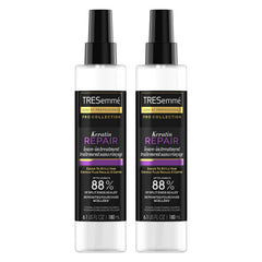 TRESemmé Keratin Repair Leave-In bottle shows sleek packaging for split end sealing.