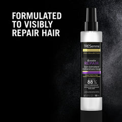 TRESemmé Keratin Repair Leave-In label highlights key benefits and directions.