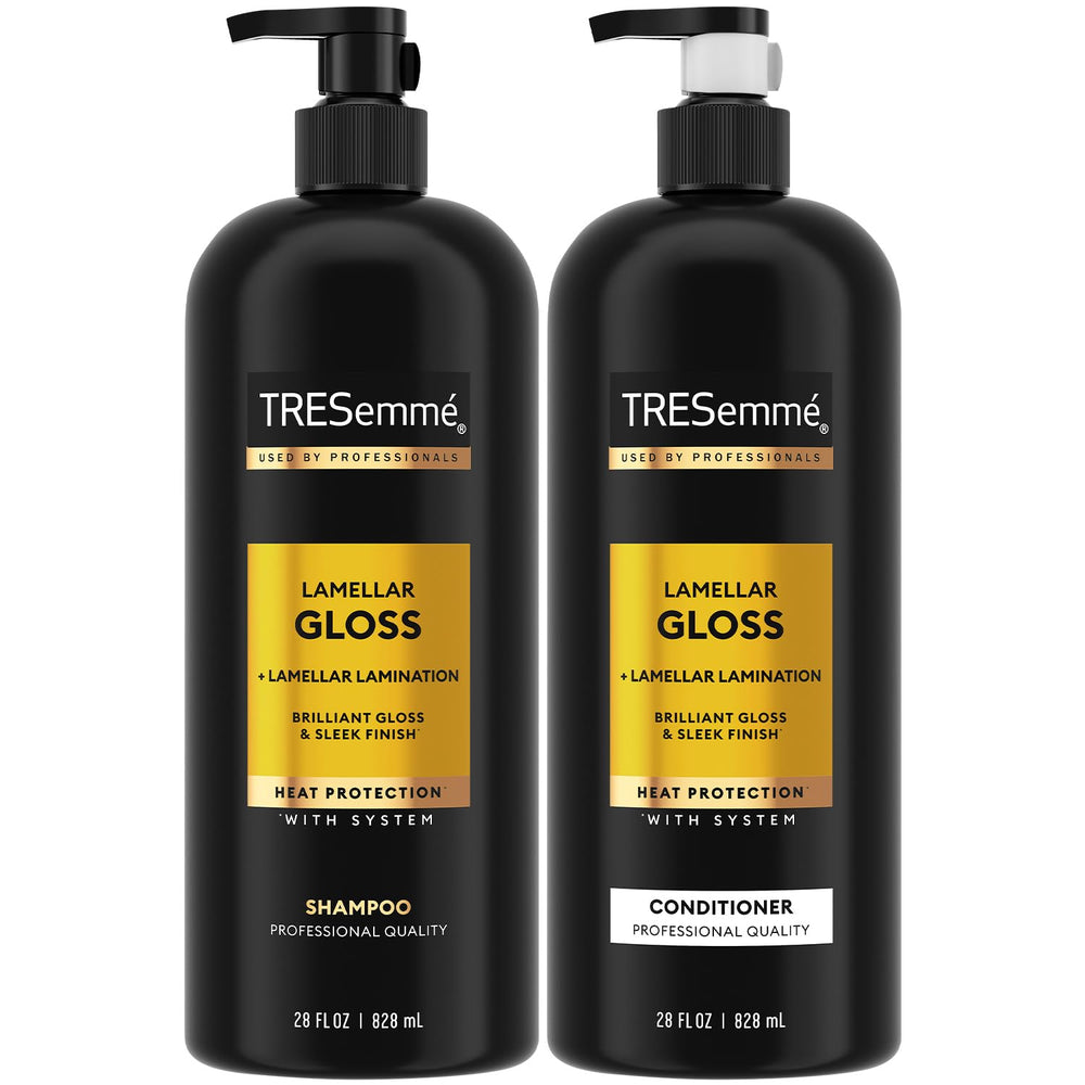 TRESemmé Lamellar Gloss shampoo bottle for ultra-smooth, glossy hair.