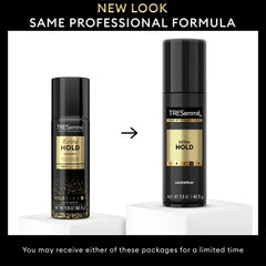 TRESemmé travel size hairspray shows water-free formula to keep hair soft.