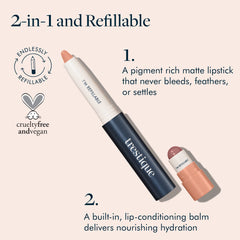 TRE'STIQUE Belize Bordeaux lip crayon with Forever Case showing refillable beauty system.