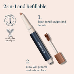 TRE'STIQUE Brow Pencil and Gel flat edge shapes brows with control.