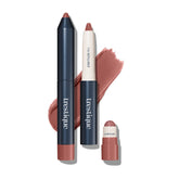 TRE'STIQUE matte lip-crayon packaging highlights a refillable navy case.