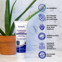 TriDerma psoriasis control cream being applied to arm shows quick-absorbing hydration.