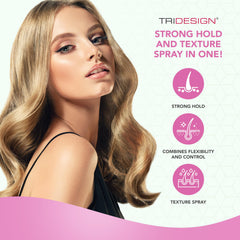 TRI Design Aerogel Hairspray flexible finish enables natural movement and brush-out.