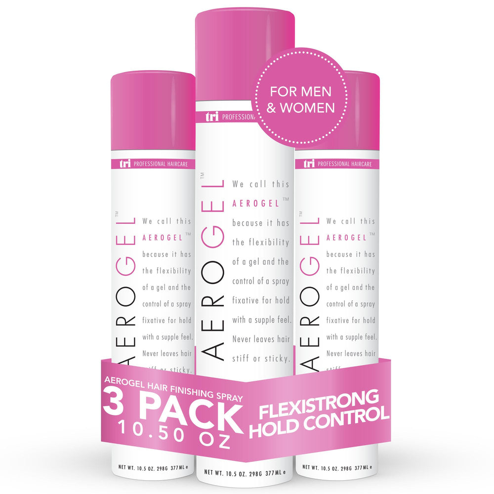 TRI Design Aerogel Hairspray pack of 3 enables versatile styling with flexible hold and value.
