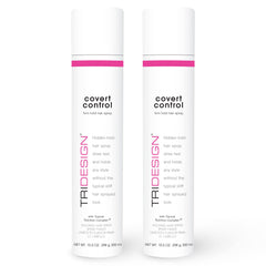 TRIDESIGN Covert Control hairspray bottle showing invisible hold for natural-looking styling