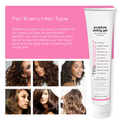 TRIDESIGN Sculpture Gel creates a textured, polished finish for hair.