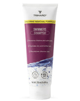 TRIHARD chlorine removal swim shampoo bottle pour for quick post-swim cleansing.