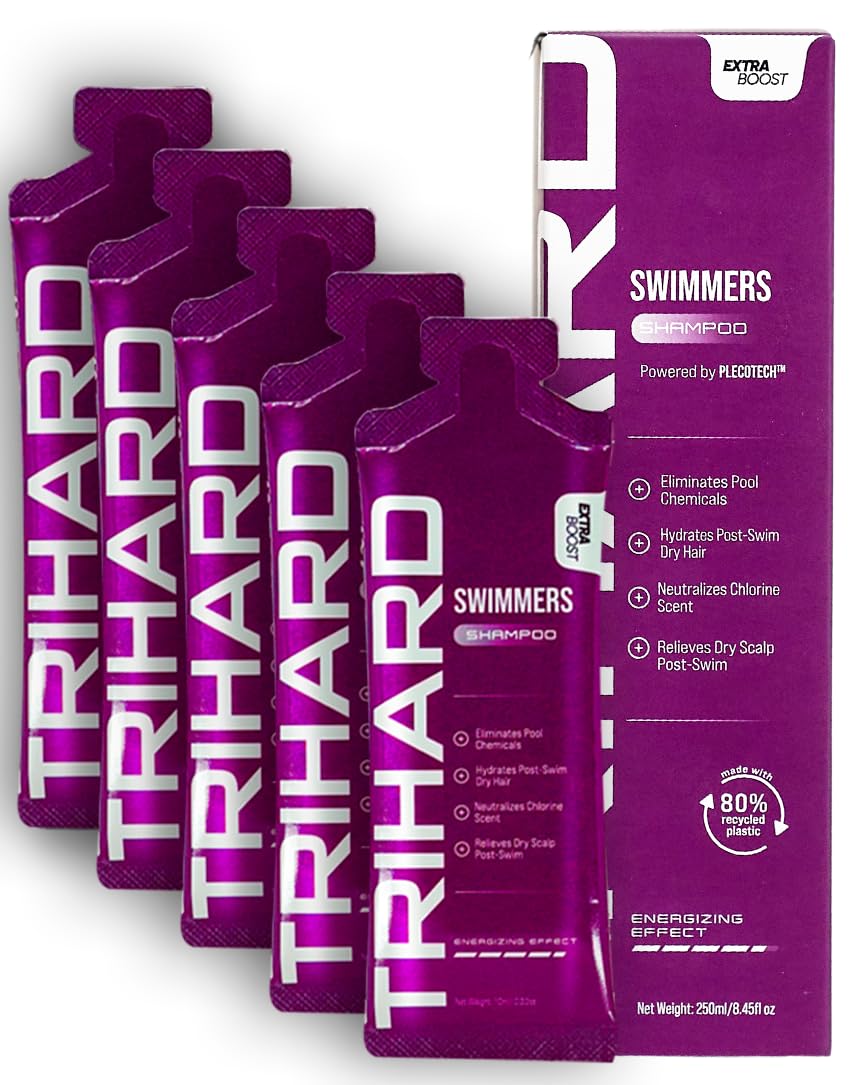 TRIHARD chlorine-removal swim shampoo travel size 25-pack supports post-swim care