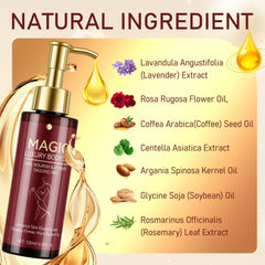 Trihood Body Firming Oil texture dispersion on skin highlights non-greasy finish.