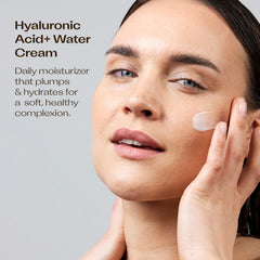 Trilogy Hyaluronic Acid Plus Water Cream swatch showing quick absorption.