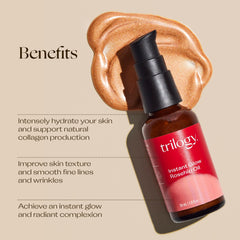 Squalane blend of Trilogy Instant Glow Rosehip Oil delivering deep hydration