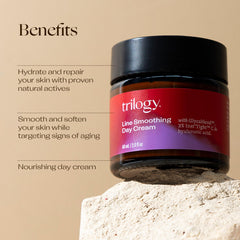 Trilogy Line Smoothing Day Cream dispensing action showing easy morning application.