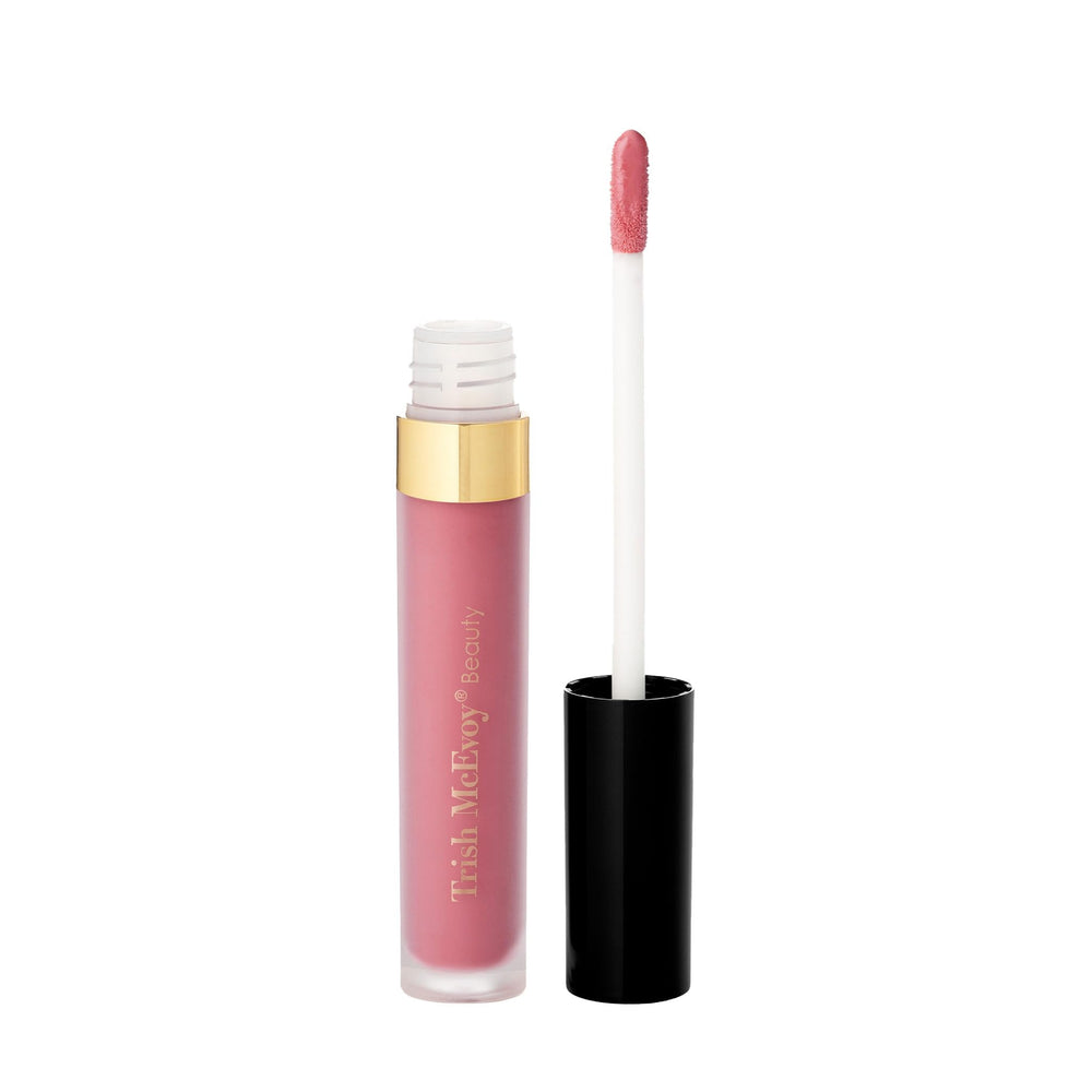 Trish McEvoy Easy Lip Gloss Lover swatch shows buildable shine.