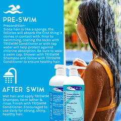 TRISWIM hair care bundle packaging highlighting two-step routine