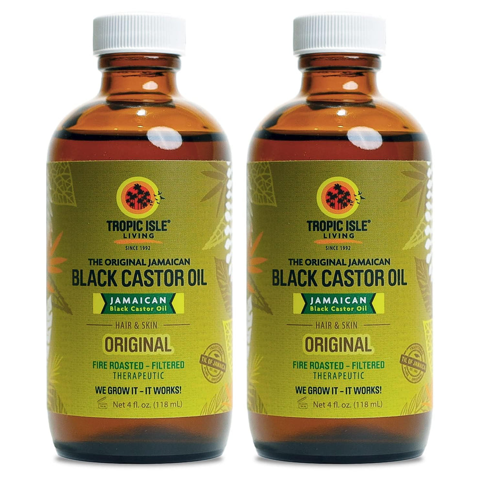Tropic Isle Living Jamaican Black Castor Oil bottle shown for easy daily use and portability.