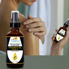 Dropper-equipped Tropical Holistic Vitamin E Oil ready for precise application.