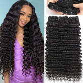 Troskamar Deep Wave bundles 18 inch on display showing natural shine and fullness.