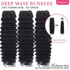 Troskamar Deep Wave bundles 22 inch close up shows thick ends and texture.