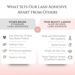Close-up of clear-drying lash glue showing natural look from True Beauty Lashes.
