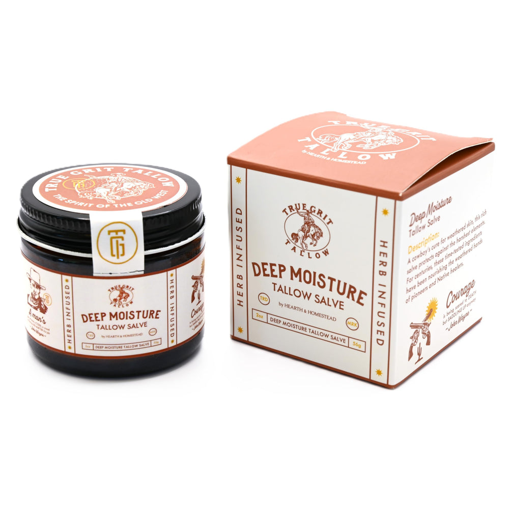 True Grit Tallow salve jar delivering rich moisture for sensitive skin