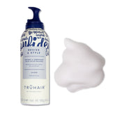 Truhair Revive Style Color Mousse Silver bottle for quick gray blending.