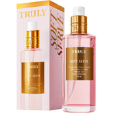 Truly Soft Serve Perfume Mist bottle front, showcasing creamy vanilla strawberry scent for everyday wear