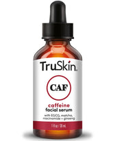 TruSkin Caffeine Face and Eye Serum bottle for easy daily use.