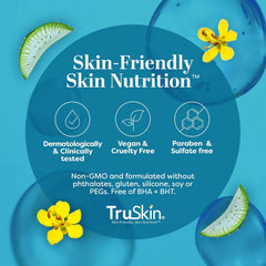 TruSkin eye cream packaging and label highlight cruelty-free and USA-made credentials.