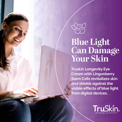 TruSkin Longevity Eye Cream Green Coffee Bean extract label signals smoother-looking fine lines.
