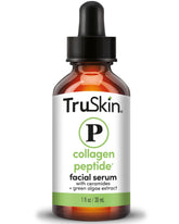 TruSkin Peptide Serum bottle delivering hydration for firmer-looking skin.