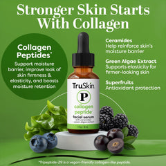TruSkin Peptide Serum dropper dispensing a precise dose for daily use.