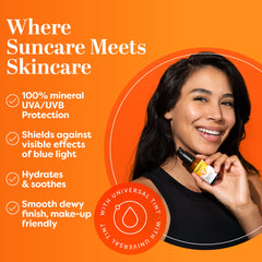 TruSkin Sunscreen Serum tinted swirl demonstrating sheer coverage without white cast