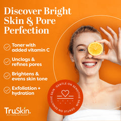 TruSkin toner application closeup shows easy daily use.