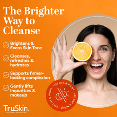 TruSkin Vitamin C Face Wash with Rosehip Oil—ingredient close-up highlight nourishing oils.