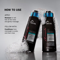TRUSS Miracle Hair Conditioner being applied for detangling.